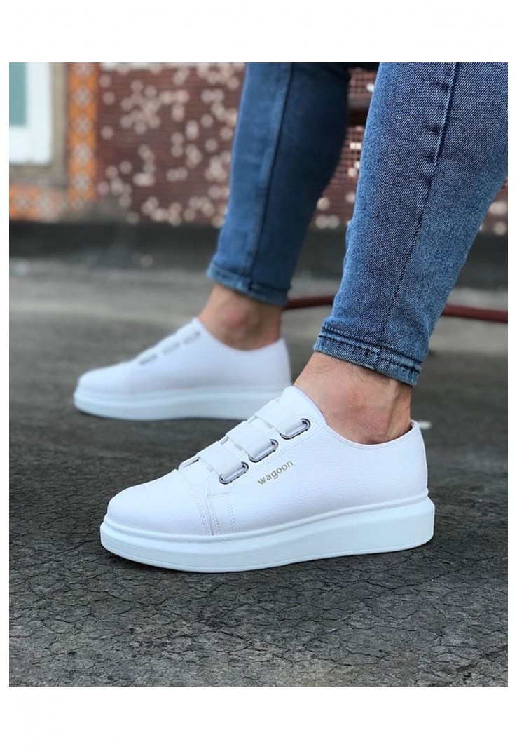 Wagoon WG026 Beyaz Kalın Taban Casual Erkek Ayakkabı