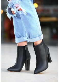 Loora Siyah Cilt Topuklu Bot