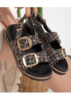 Olira Siyah Simli Kemerli Sandalet