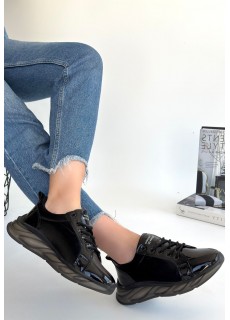 Piona Siyah Rugan Gri Tabanlı Spor Ayakkabı