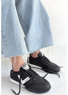 Jowen Siyah Cilt Beyaz Detaylı Bağcıklı Spor Ayakkabı