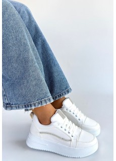 Natte Beyaz Cilt Bağcıklı Spor Ayakkabı