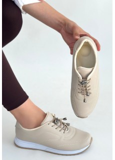 Finna Bej Cilt Bağcıklı Spor Ayakkabı