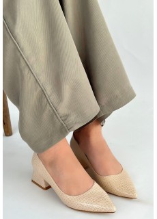 Meort Bej Rugan Topuklu Ayakkabı