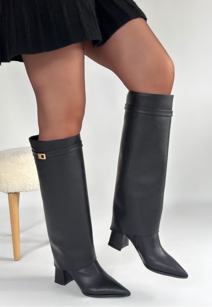 Jike Siyah Cilt Tak Çıkar Çizme Jike Siyah Cilt Tak Çıkar Çizme