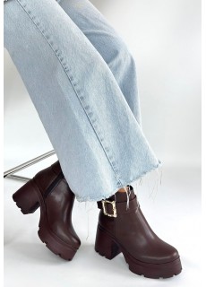 Pinma Kahverengi Cilt Topuklu Bot