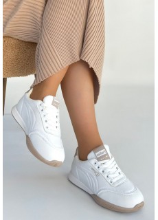 Tawen Beyaz Cilt Bağcıklı Spor Ayakkabı