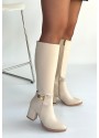 Jeoli Bej Cilt Topuklu Çizme