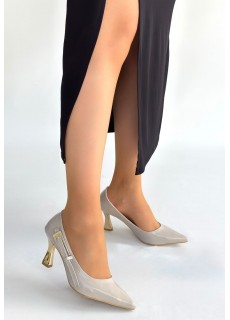 Motya Bej Rugan Topuklu Ayakkabı