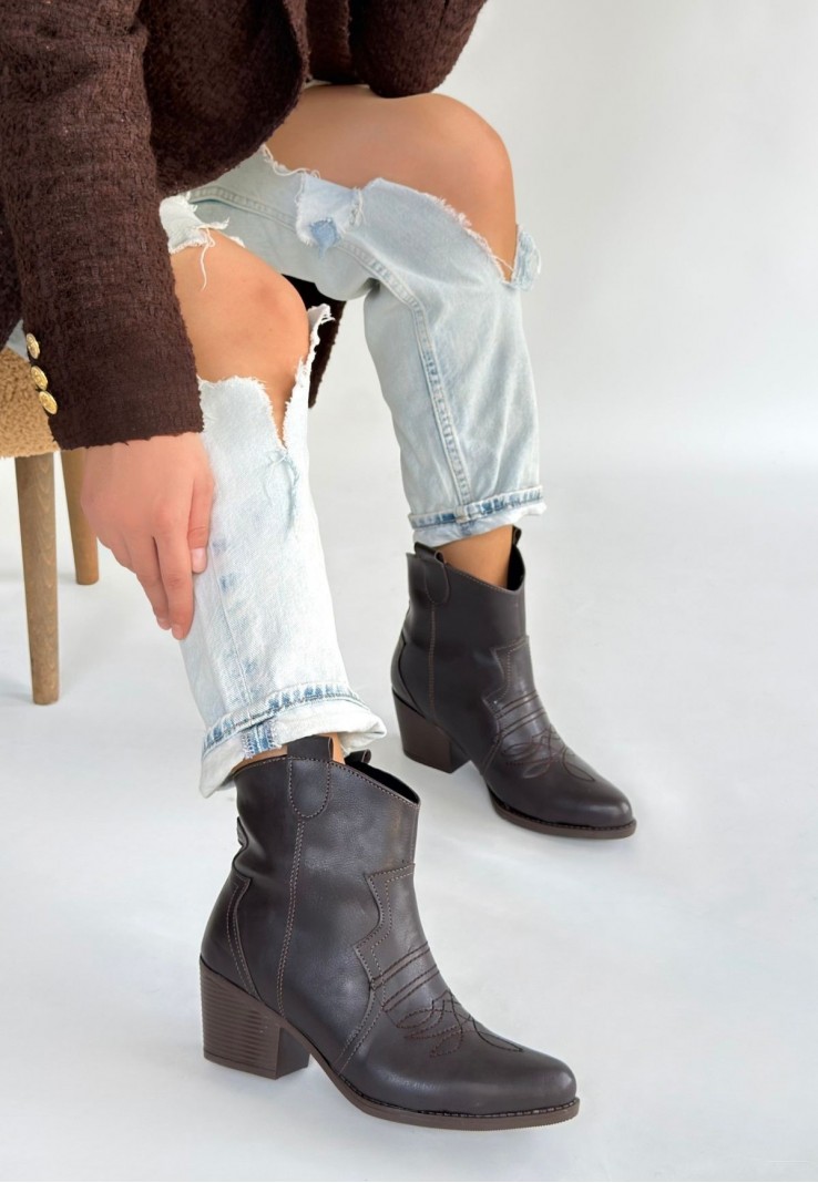 Akver Acı Kahve Cilt Topuklu Bot Akver Acı Kahve Cilt Topuklu Bot