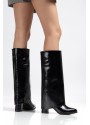 Wila Siyah Parlak Topuklu Tak Çıkar Çizme