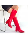 Roksa Kırmızı Cilt Topuklu Çizme