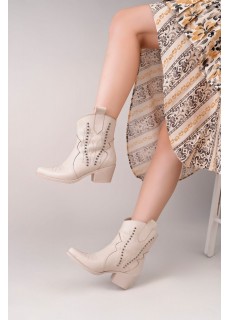Matin Bej Cilt Topuklu Bot