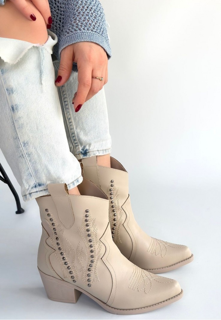 Matin Bej Cilt Topuklu Bot