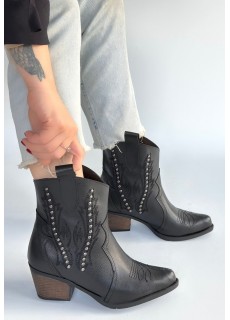 Matin Siyah Cilt Topuklu Bot