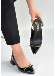 Ricy Siyah Rugan Topuklu Ayakkabı