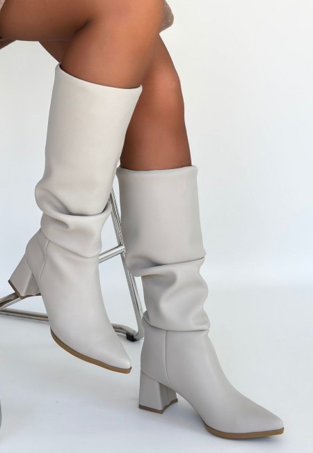 Pitay Bej Cilt Topuklu Çizme Pitay Bej Cilt Topuklu Çizme