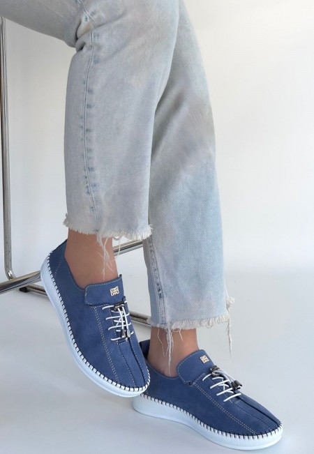 Warte Mavi Süet Bağcıklı Spor Ayakkabı