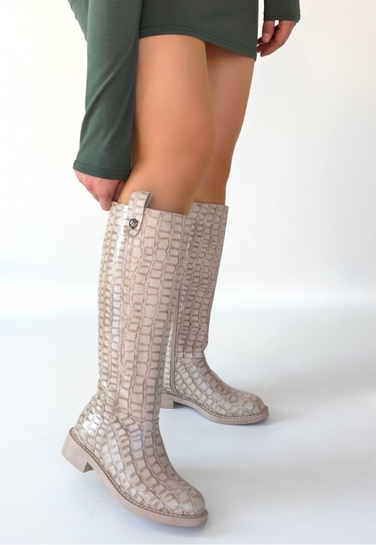 Metta Bej Cilt Desenli Çizme Metta Bej Cilt Desenli Çizme