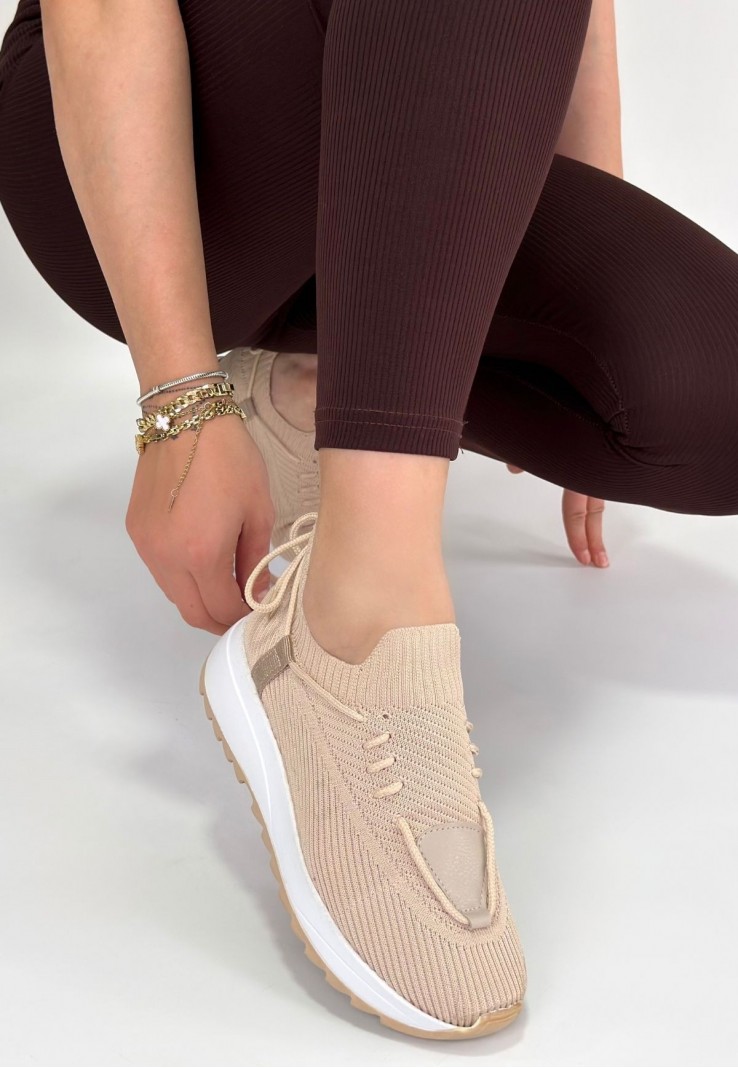 Renji Bej Triko Bağcıklı Spor Ayakkabı Renji Bej Triko Bağcıklı Spor Ayakkabı