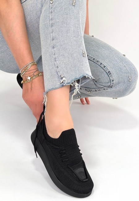 Renji Siyah Triko Bağcıklı Spor Ayakkabı Renji Siyah Triko Bağcıklı Spor Ayakkabı