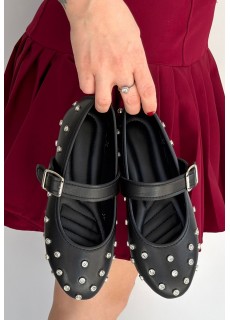 Ritta Siyah Cilt Kemerli Babet Ayakkabı