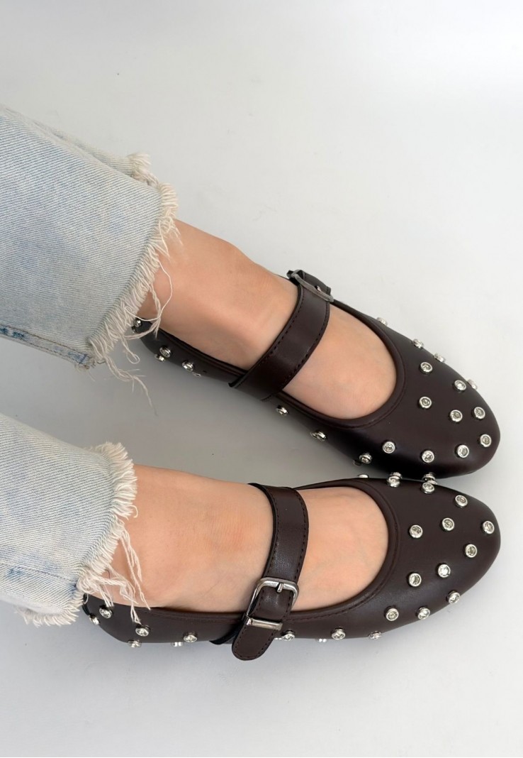 Ritta Kahverengi Cilt Kemerli Babet Ayakkabı