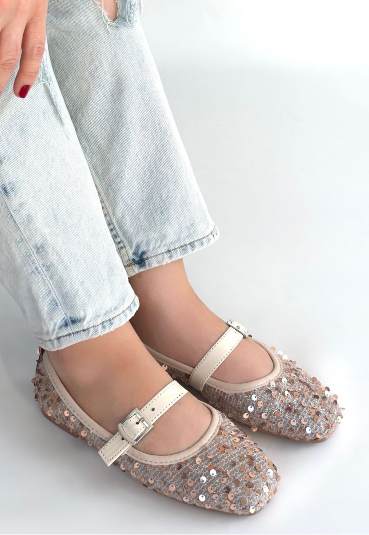 Moden Bej Süet Babae Ayakkabı