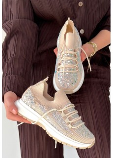 Ceas Bej Triko Bağcıklı Spor Ayakkabı