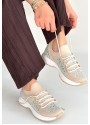 Ceas Bej Triko Bağcıklı Spor Ayakkabı