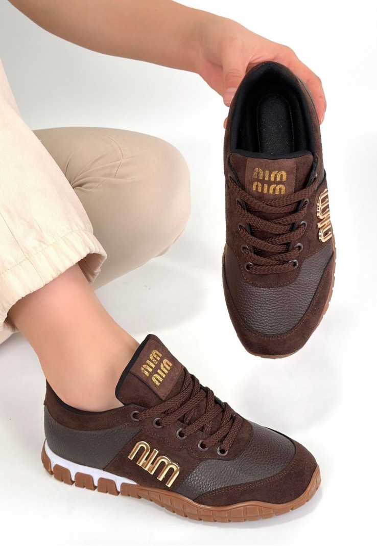 Marje Kahverengi Cilt Bağcıklı Spor Ayakkabı