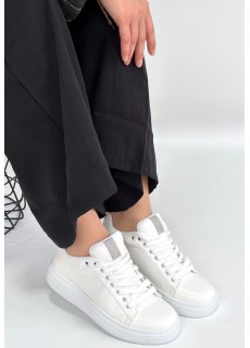 Yier Beyaz Cilt Bağcıklı Spor Ayakkabı