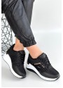Geja Siyah Cilt Bağcıklı Beyaz Tabanlı Spor Ayakkabı