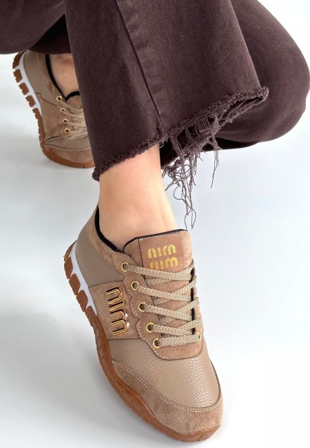 Marje Vizon Cilt Bağcıklı Spor Ayakkabı Marje Vizon Cilt Bağcıklı Spor Ayakkabı