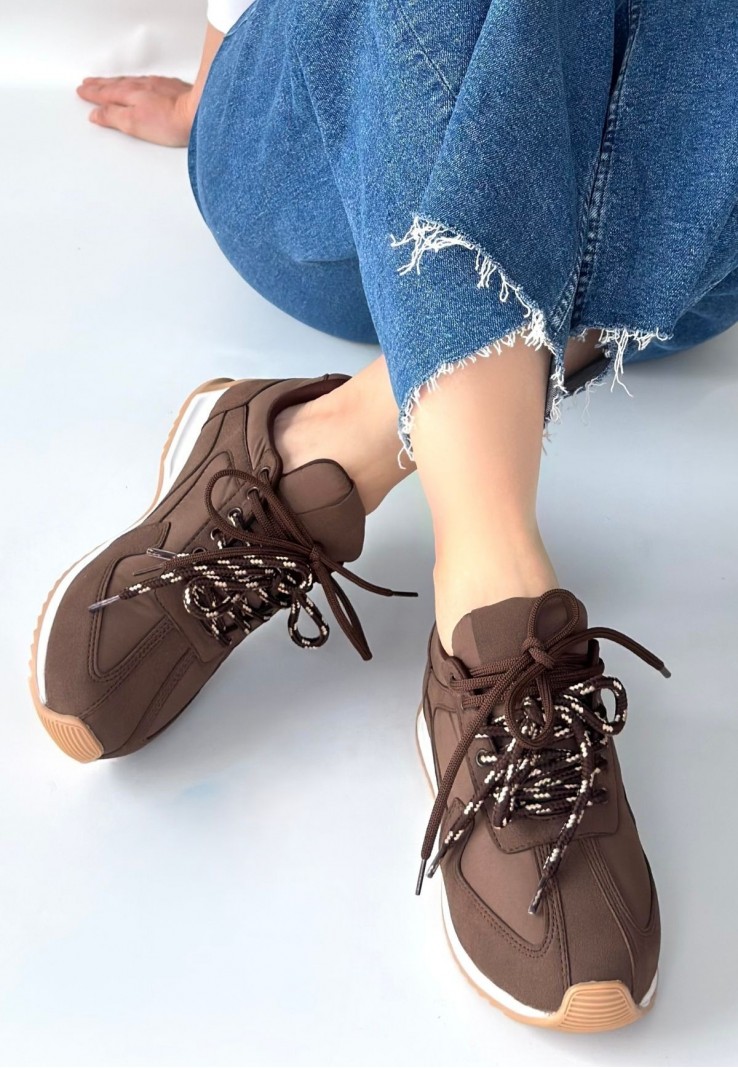 Jeat Kahverengi  Nubuk Bağcıklı Spor Ayakkabı