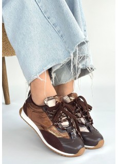 Reat Kahverengi Cilt Bağcıklı  Paraşüt Detaylı Spor Ayakkabı