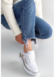 Junda Beyaz Cilt Bağcıklı Spor Ayakkabı