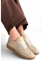 Lunga Bej Cilt Bağcıklı Spor Ayakkabı