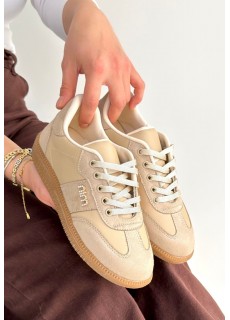 Lunga Bej Cilt Bağcıklı Spor Ayakkabı