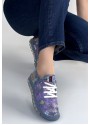 Jiten Mor Desenli Deri Bağcıklı Spor Ayakkabı Jiten Mor Desenli Deri Bağcıklı Spor Ayakkabı