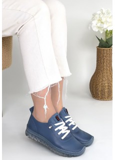 Jiten Mavi Deri Bağcıklı Spor Ayakkabı