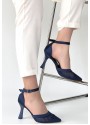 Keny Lacivert Saten Topuklu Ayakkabı