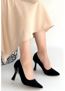 Retta Siyah Süet Topuklu Ayakkabı