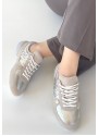 Jawen Gri Nubuk Gümüş Detaylı Spor Ayakkabı