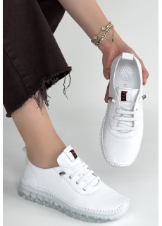 Kitta Beyaz Deri Bağcıklı Spor Ayakkabı