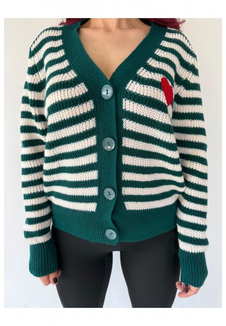 Heartify Yeşil Beyaz  Ceket