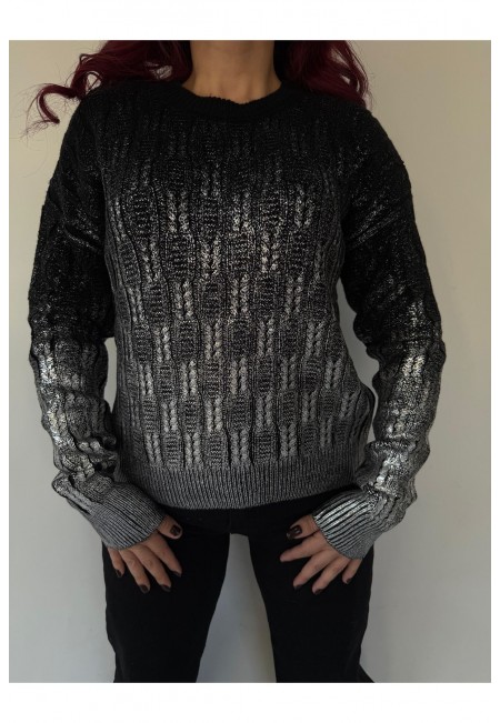 Glitch Siyah Baskılı Kazak Glitch Siyah Baskılı Kazak