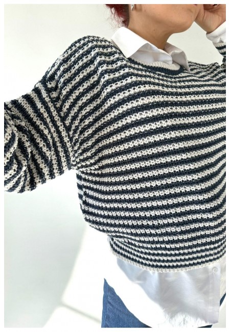 Zava Beyaz Mavi Çizgili Kazak Zava Beyaz Mavi Çizgili Kazak