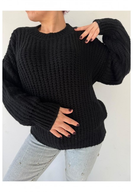 Orna Siyah Örgülü Kazak Orna Siyah Örgülü Kazak