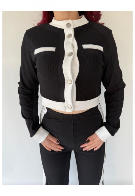 Kontrast Siyah Beyaz Şeritli İkili Takım